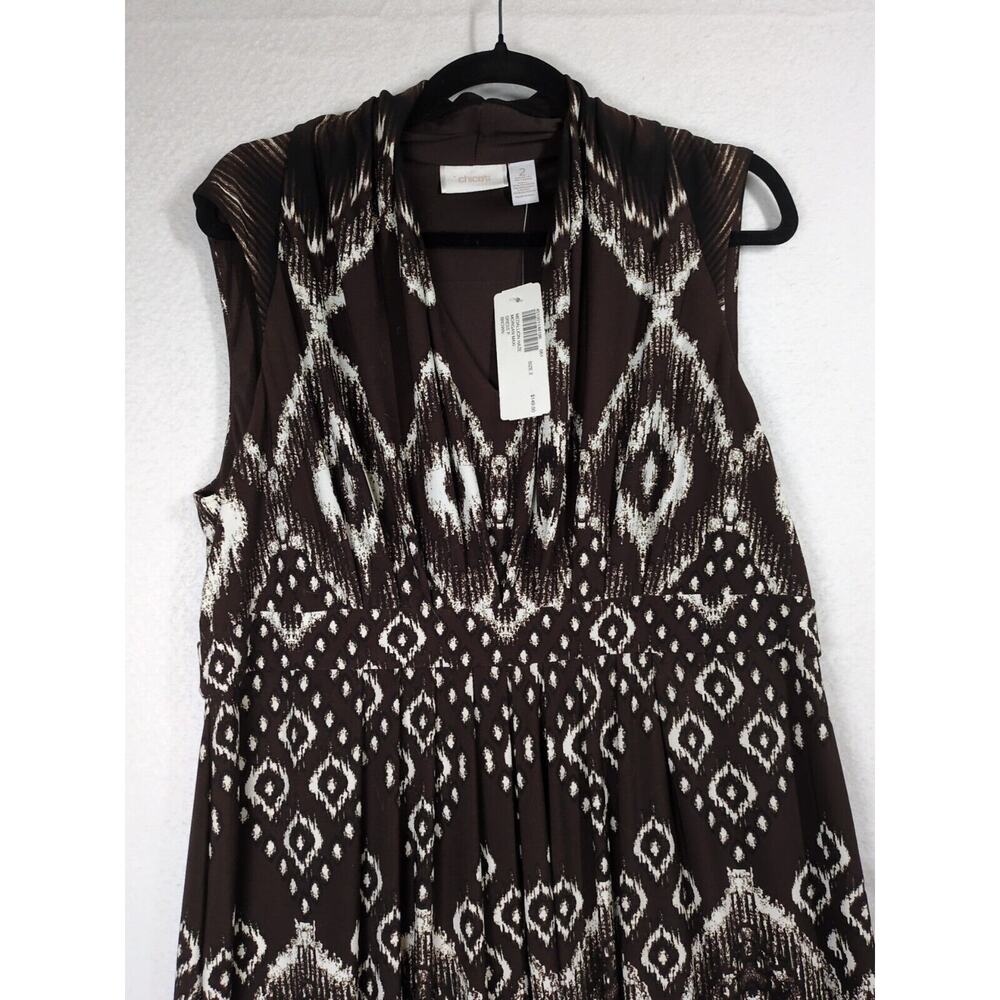 NEW Chico’s Dress Size 2 (US 12) Medallion Haze Morgan Maxi Stretchy Dress Brown - Picture 6 of 10